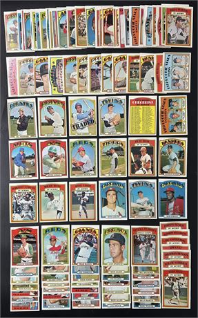 1972 Topps Baseball HOF/Star & Hi# Lot (120+) EXMT AVG w/Mays/Aaron/Clemente
