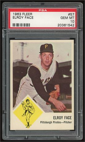 1963 Fleer #57 Elroy Face PSA 10 GEM MINT POP 11