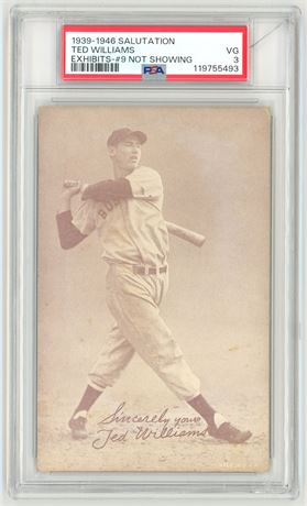 1939-1946 Salutation Ted Williams Exhibits #9 Not Showing PSA 3 VG (READ)