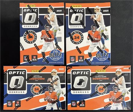 2021 Panini Donruss Optic NFL Factory-Sealed Blaster Box Lot (4) Purple Shock