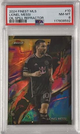 2024 Finest MLS #10 Lionel Messi Oil Spill Refractor PSA 8 NMMT