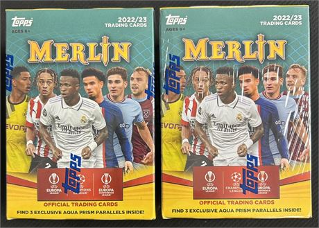 2023 Topps UEFA Merlin Factory-Sealed Blaster Box Lot (2)