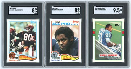 1982-1989 Topps Football SGC Graded Lot (3) w/ Sanders RC, and Dorsett