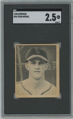 1948 Bowman #36 Stan Musial RC SGC 2.5 GOOD+