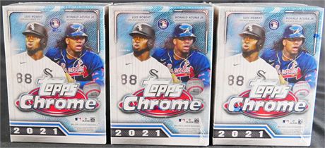 2021 Topps Chrome Baseball Blaster Box Lot (3) Factory Sealed