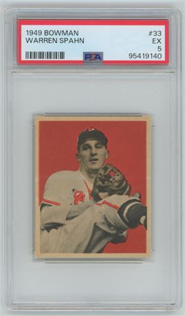 1949 Bowman #33 Warren Spahn PSA 5 EX