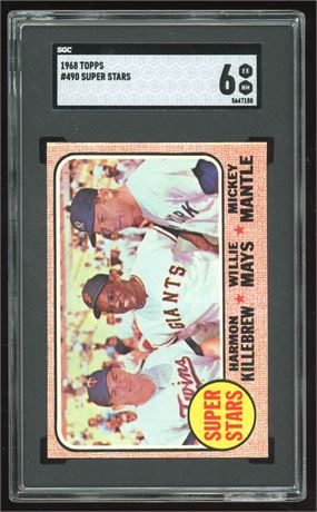 1968 Topps #490 Super Stars Killebrew, Mays, Mantle SGC 6 EXMT