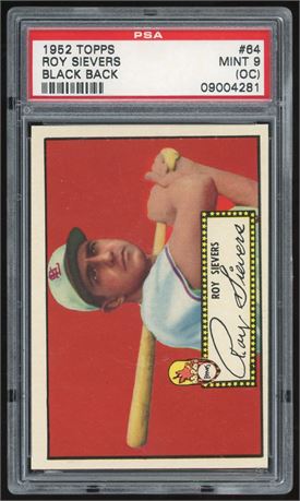1952 Topps #64 Roy Sievers Black Back PSA 9 (OC)