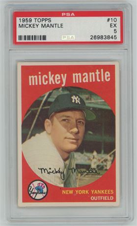 1959 Topps #10 Mickey Mantle PSA 5 EX Centered Beauty!!