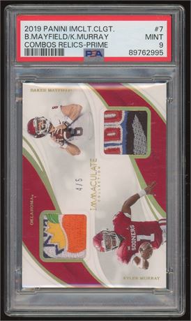 2019 Panini Immaculate Collection Mayfield/Murray Combos Relics Prime 4/5 PSA 9