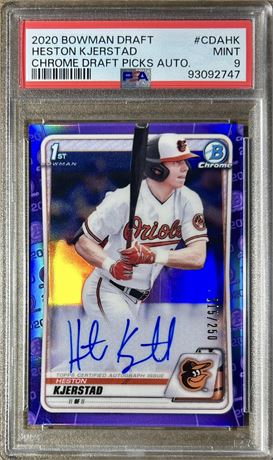 2020 Bowman Chrome Draft Picks Auto Heston Kjerstad RC 215/250 PSA 9 MINT