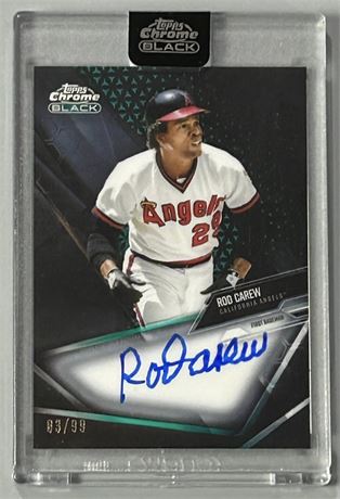 2021 Topps Chrome Black Rod Carew Green Refractor 83/99 Encased On Card Auto