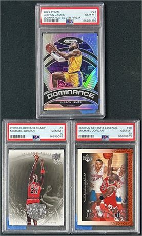 2000-2022 PSA Graded Michael Jordan LeBron James PSA 10 Lot (3)