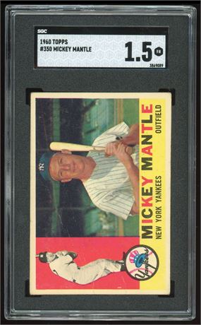 1960 Topps #350 Mickey Mantle SGC 1.5 FAIR Nice Centering