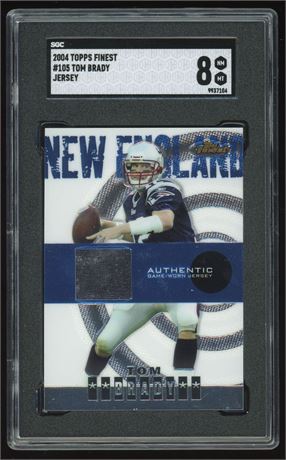2004 Topps Finest #105 Tom Brady Game-Worn Jersey SGC 8 NMMT