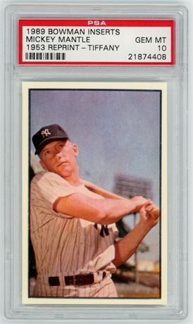 1989 Bowman Inserts Mickey Mantle 1953 Reprint Tiffany PSA 10 GEM MINT Pop 6