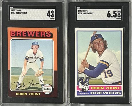 1975 & 1976 Topps Robin Yount SGC Graded Lot (2) w/ Yount RC