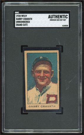 1920 W519 Unnumbered Strip Card Gabby Cravath Hand Cut SGC Authentic Min Size