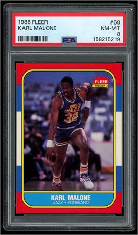 1986 Fleer #68 Karl Malone RC PSA 8