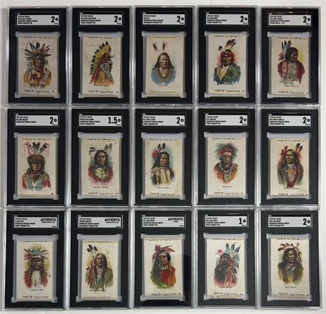 1910 S67 Tokio Silks American Indian Chiefs SGC Graded Lot (15) w/ Black Hawk