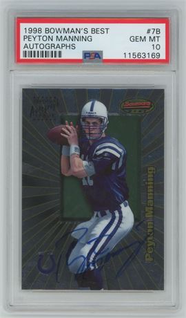 1998 Bowman's Best #7B Peyton Manning RC Autographs PSA 10 GEM MINT
