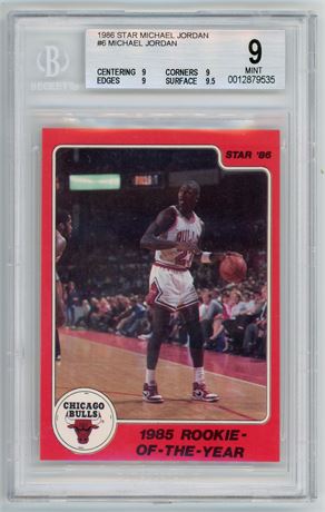 1986 Star #6 Michael Jordan RC 1985 Rookie of the Year BGS 9 MINT