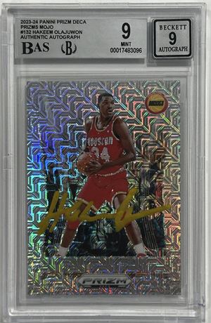 2023 Panini Prizm #132 Hakeem Olajuwon Deca Prizms Mojo 4/25 BGS 9 Auto 9