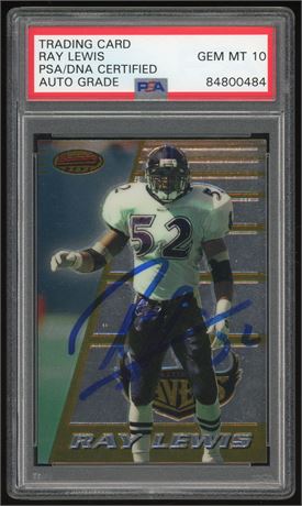 1996 Bowman's Best #164 Ray Lewis RC Auto PSA Gem Mint 10 Auto