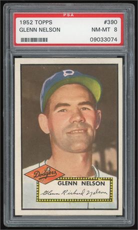 1952 Topps #390 Glenn Nelson Hi # PSA 8 NMMT Only 2 Higher RARE