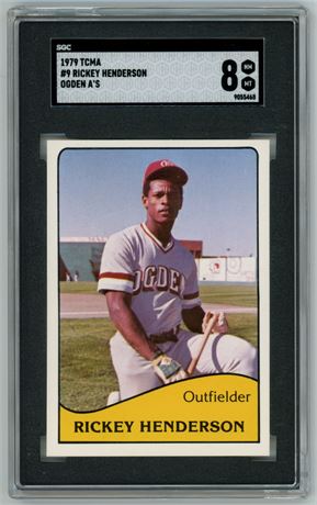 1979 TCMA #9 Rickey Henderson RC Ogden A's SGC 8 NMMT