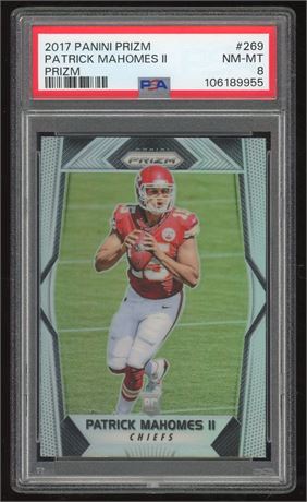 2017 Panini Prizm #269 Patrick Mahomes RC Silver Prizm PSA 8 NMMT