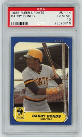1986 Fleer Update Barry Bonds RC PSA 10 GEM MINT