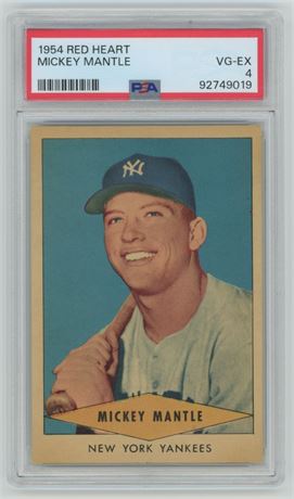 1954 Red Heart Mickey Mantle PSA 4 VGEX