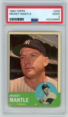 1963 Topps #200 Mickey Mantle PSA 2 GOOD
