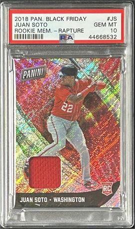 2018 Black Friday Juan Soto Rookie Memorabilia Rapture Jsy 3/10 PSA 10 GEM MINT