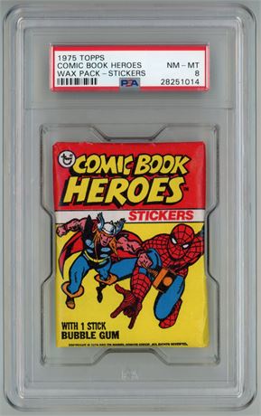 1975 Topps Comic Book Heroes Wax Pack Stickers PSA 8 NMMT