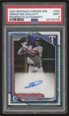 2024 Bowman Chrome M/B Prospects Auto Sebastian Walcott PSA 9
