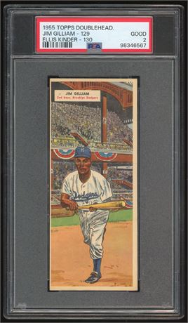 1955 Topps Double Header #129 Jim Gilliam / Ellis Kinder PSA 2 GOOD