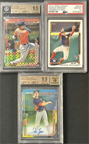 2014 George Springer GEM MINT Lot (3) RC with Auto