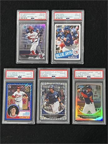 2013-2020 Baseball High Grade PSA Lot (5) w/ RC 4 PSA 10's and Refractors