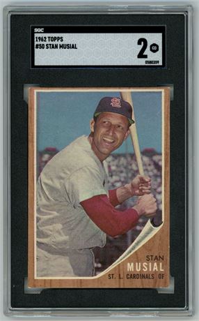 1962 Topps #50 Stan Musial SGC 2 GOOD