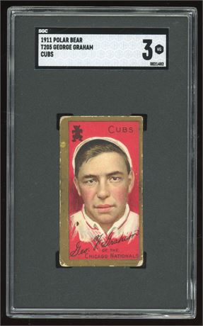 1911 T205 Polar Bear George Graham SP Cubs SGC 3 VG