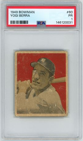 1949 Bowman #60 Yogi Berra PSA 1 POOR