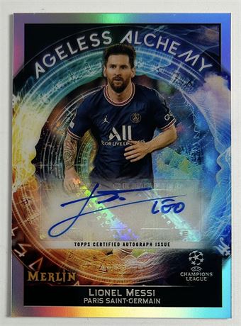 2022 Topps Lionel Messi Ageless Alchemy Auto 25/25 Bookend