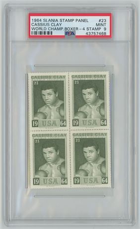 1964 Slania Stamps Panel World Champion Boxers Cassius Clay #23 PSA 9 MINT TUFF