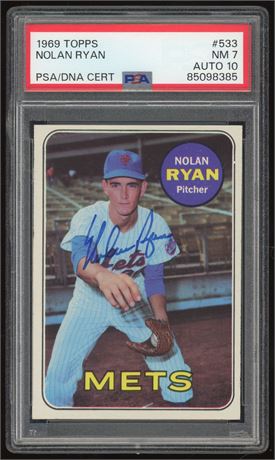 1969 Topps #533 Nolan Ryan PSA 7 NM Auto 10 Pop 5 Only 6 Higher