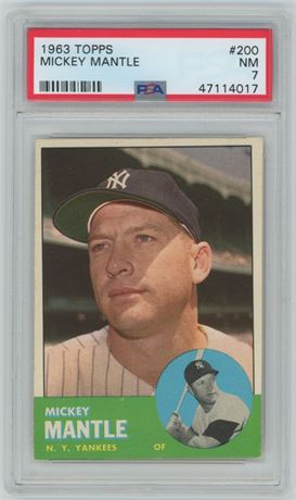 1963 Topps #200 Mickey Mantle PSA 7 NM Beauty!