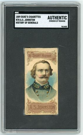 1889 N78 Duke's A S Johnston History of Generals SGC Authentic Trimmed