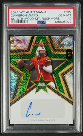 2024 Wild Card Auto Mania 3/3 Cameron Ward Auto Star Mojo Mount Rushmore PSA 10