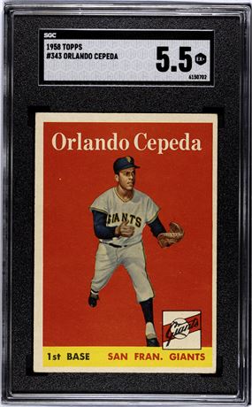 1958 Topps #343 Orlando Cepeda RC SGC 5.5 EX+
